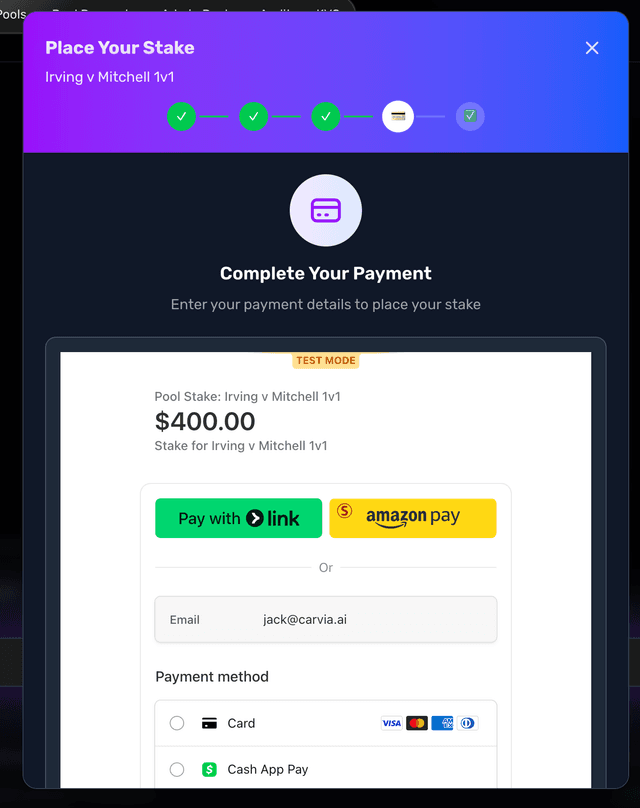 Add payment details screen